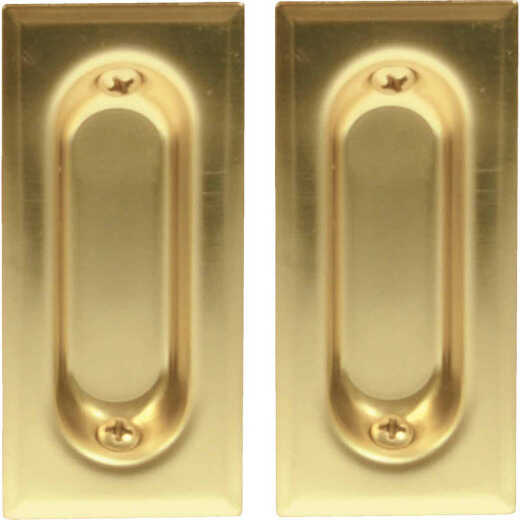 Johnson Hardware 3 In. Rectangular Brass Flush Pocket Door Pull (2-Count)